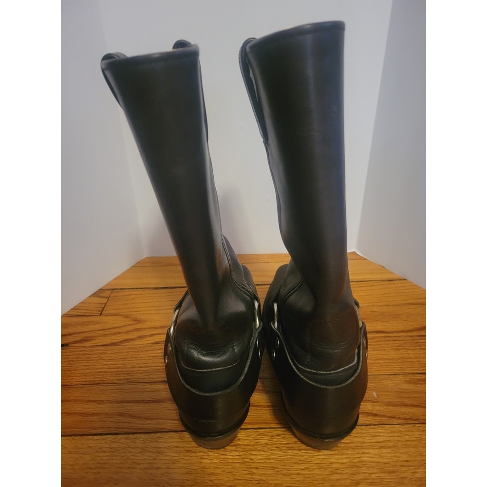 Double H Harness Vintage Boots Biker Motorcycle Sq Toe Black Leather Women 7.5 - Picture 3 of 15